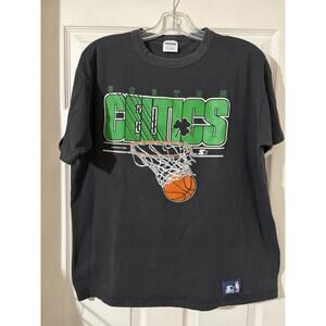 Vintage Boston Celtics Starter Shirt Sz Xl Black 80’s NBA